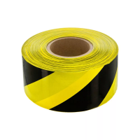 Лента сигнальная 75ммх200м черно-желтая изображения