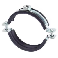Трубный металлический хомут с резиновым профилем и гайкой 99-108 М10 изображения