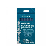 Мелки разметочные восковые синие 120 мм, 6 шт. изображения