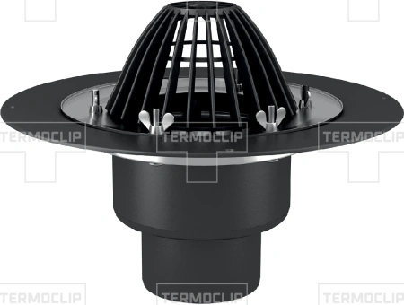 ВФО 110х450 - Кровельная воронка Termoclip c листвоуловителем и обжимным фланцем с нагревательным элементом, 110х450 изображения