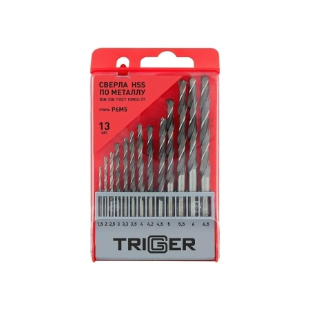 Набор сверл Trigger 74341 по металлу P6M5 1,5-6,5мм (13шт) изображения