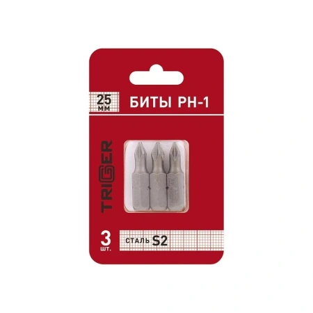Биты Trigger 84961 ПРОФИ PH-1 25мм (уп.3шт) изображения